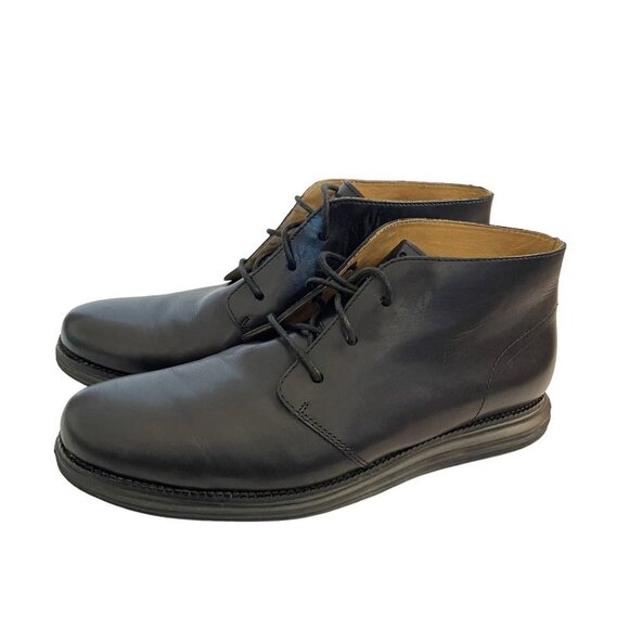 Cole Haan Size 13 Lunargrand Chukka Boots Black Leather Ankle - Picture 1 of 12